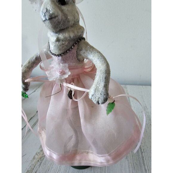 s-l400.jpg Bethany lowe ?‎ Rabbit bunny ballerina heart Easter decor unique glitter glass
